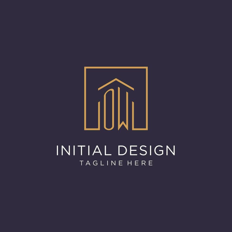OW initial square logo design, modern and luxury real estate logo style vector