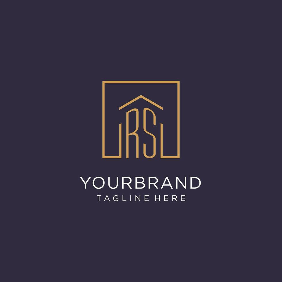 RS initial square logo design, modern and luxury real estate logo style vector