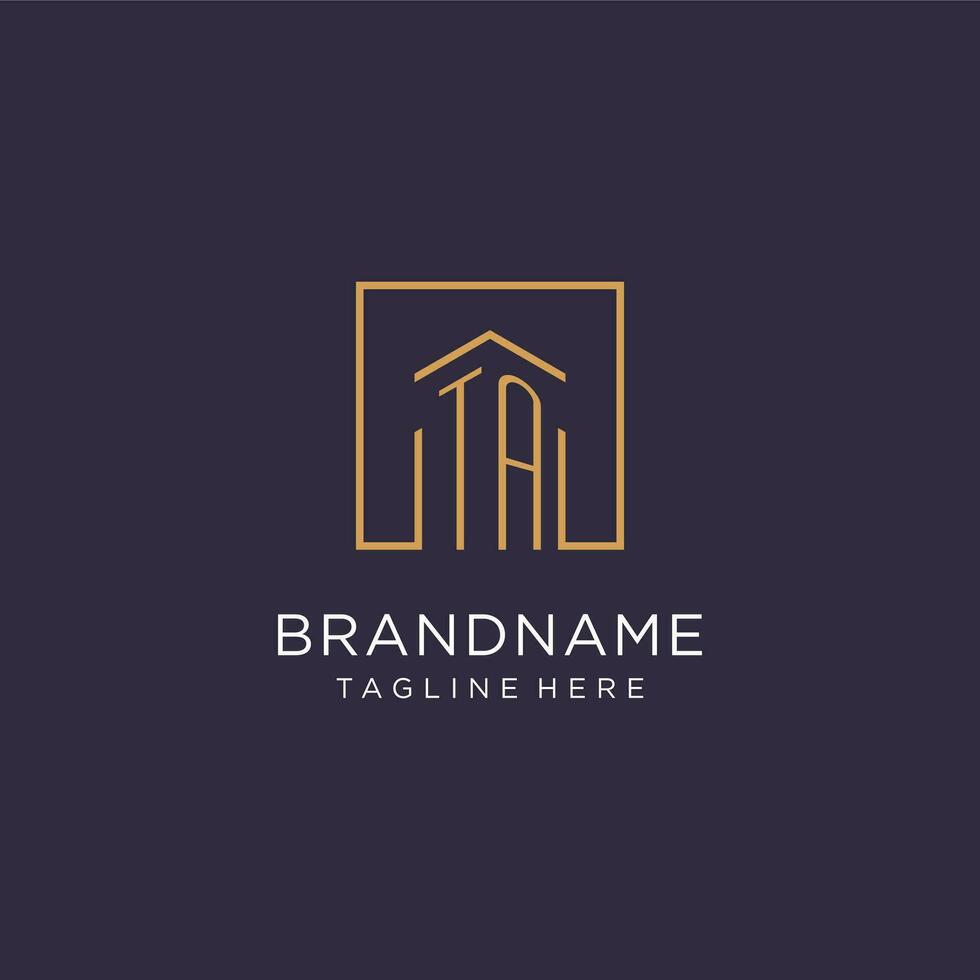 TA initial square logo design, modern and luxury real estate logo style vector