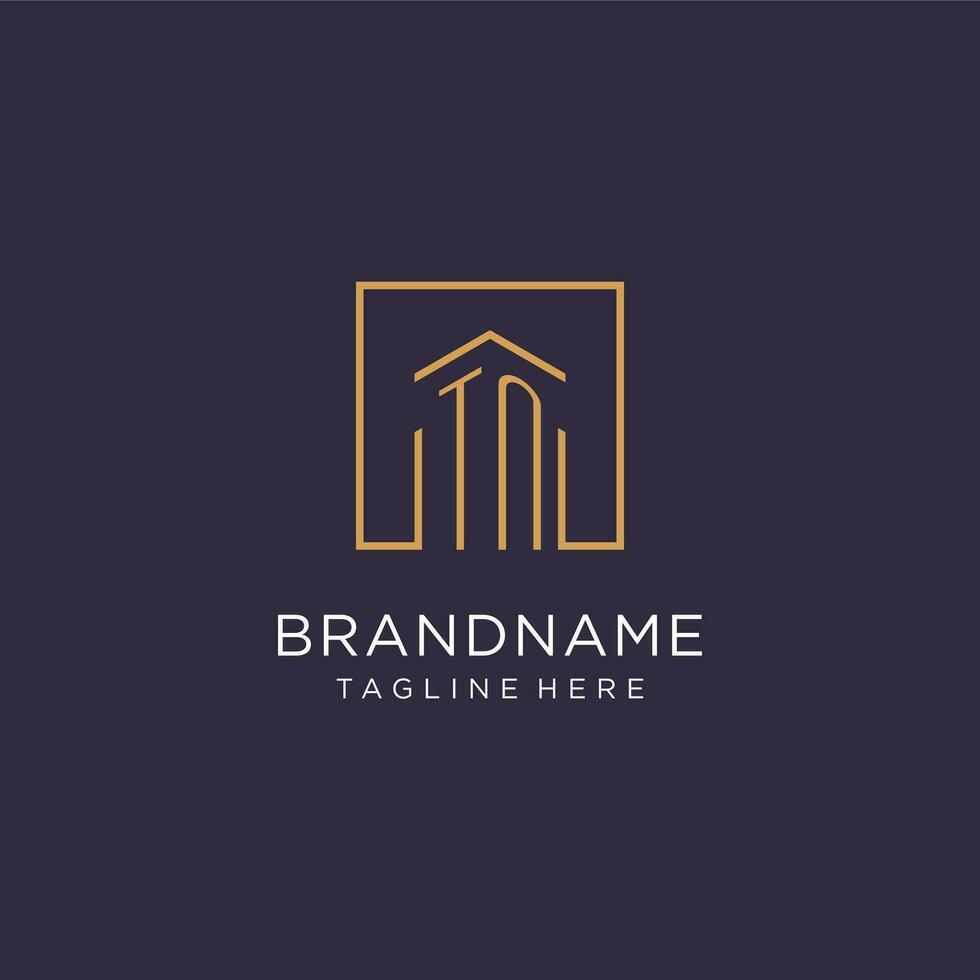 TN initial square logo design, modern and luxury real estate logo style vector