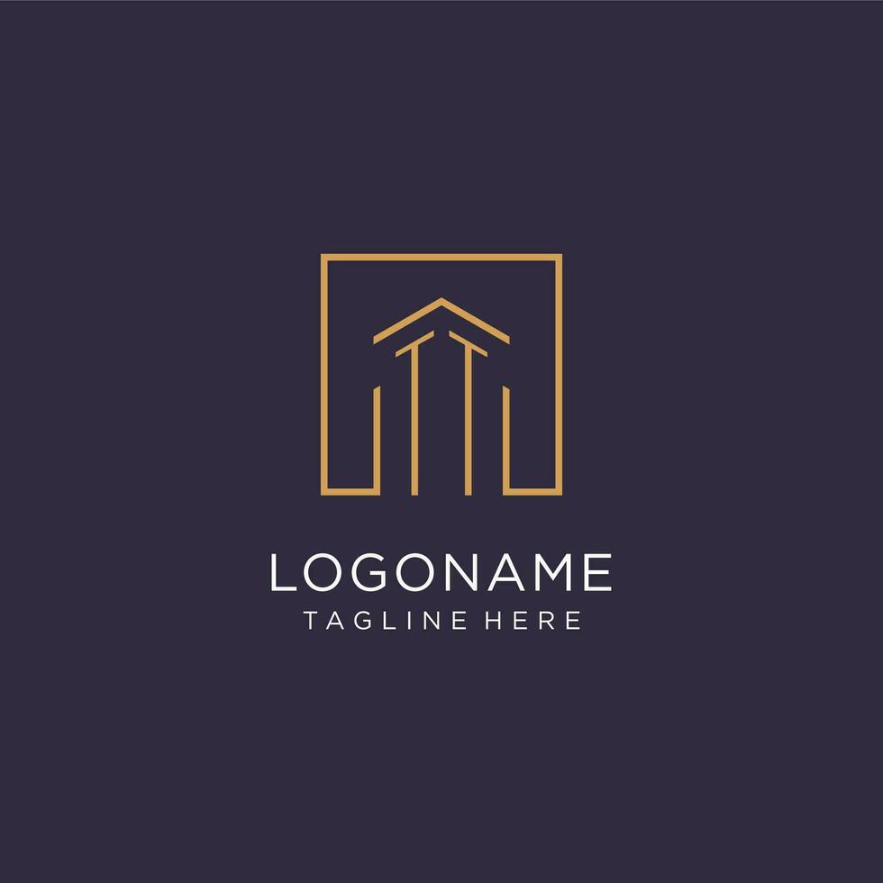 TT initial square logo design, modern and luxury real estate logo style vector