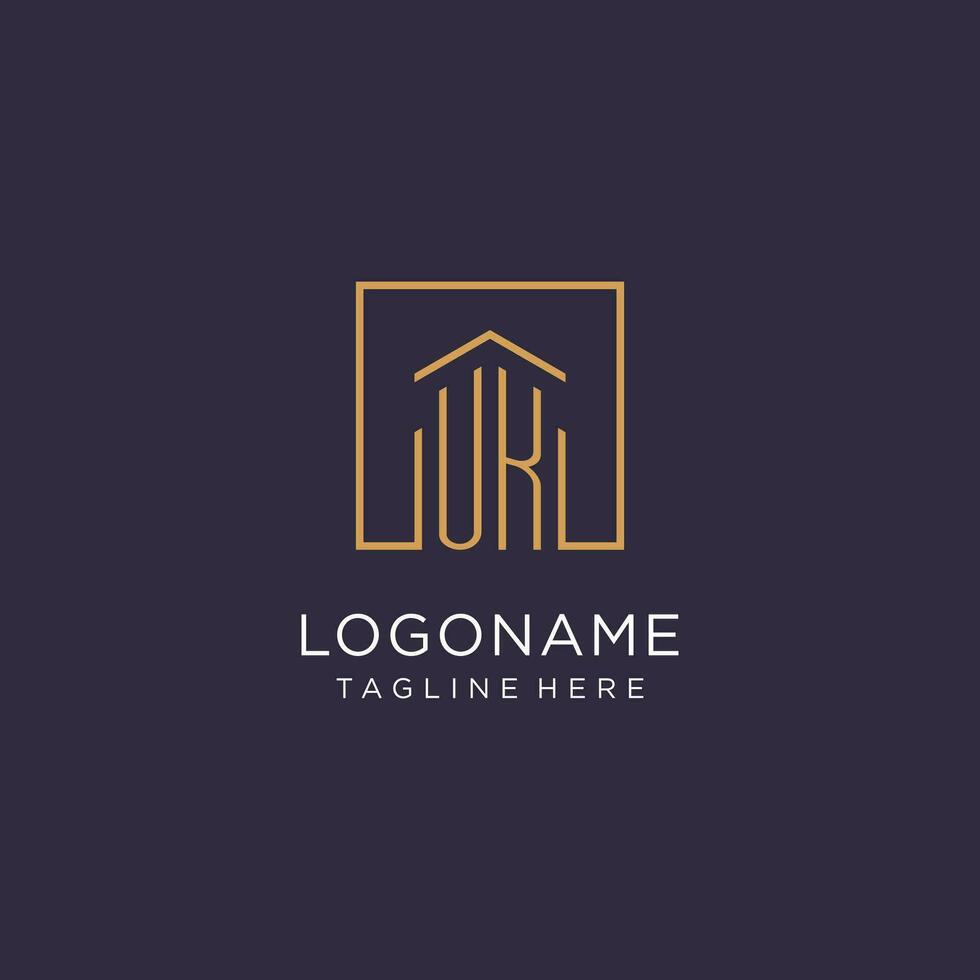 UK initial square logo design, modern and luxury real estate logo style vector