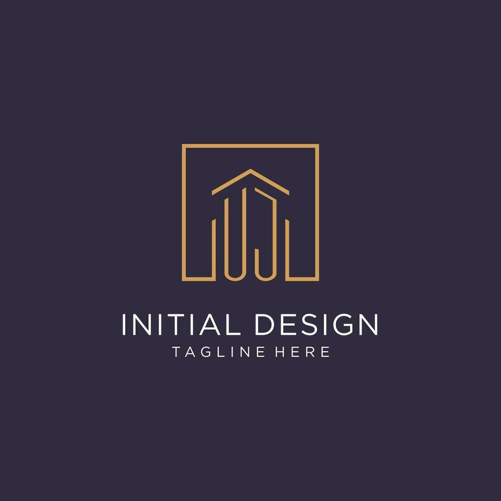 uj inicial cuadrado logo diseño, moderno y lujo real inmuebles logo estilo vector