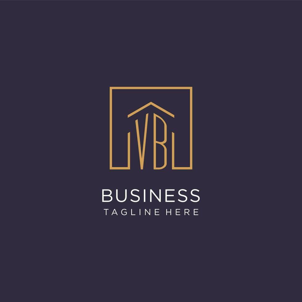 VB initial square logo design, modern and luxury real estate logo style vector