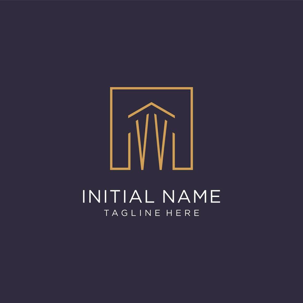 VV initial square logo design, modern and luxury real estate logo style vector