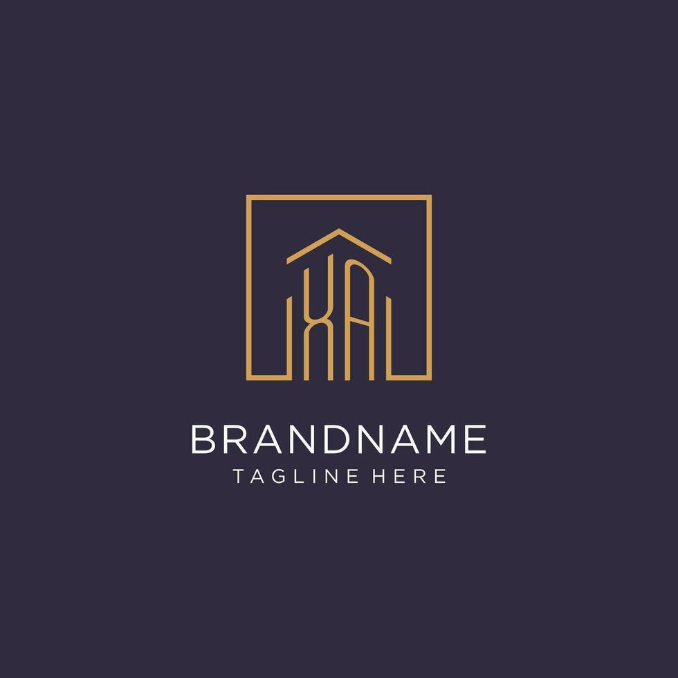 XA initial square logo design, modern and luxury real estate logo style vector