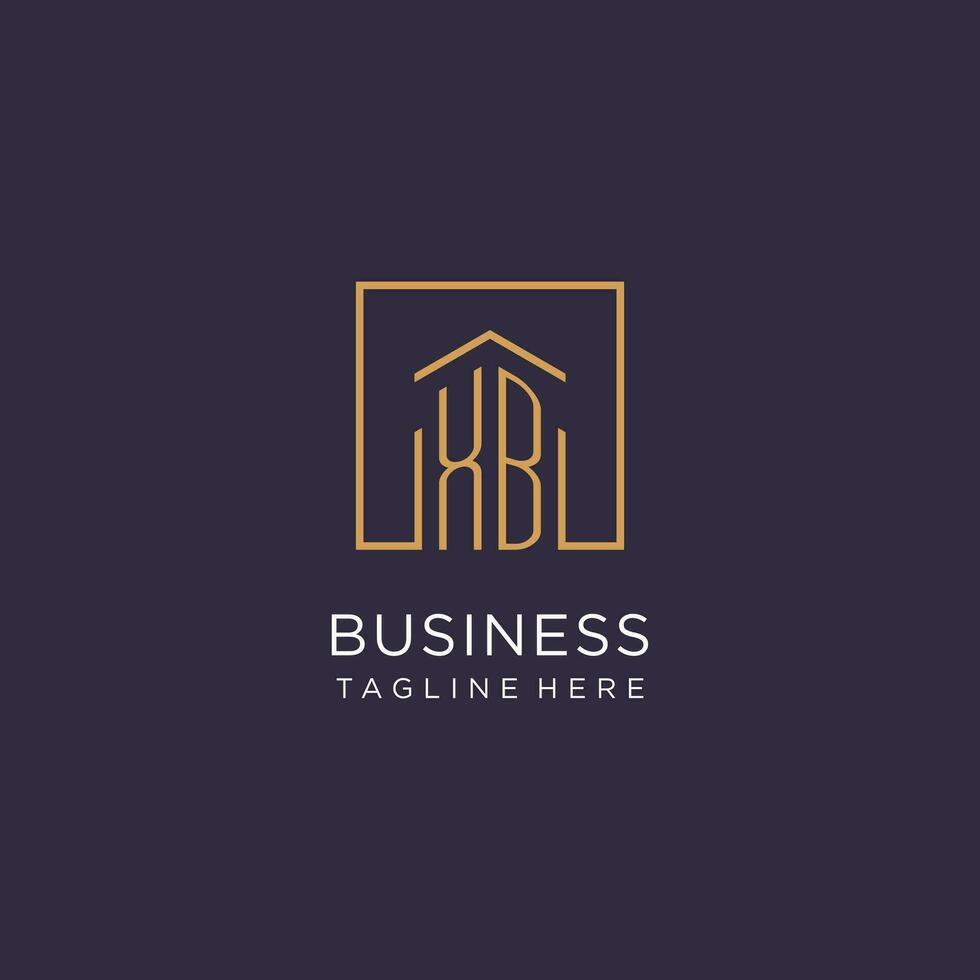 XB initial square logo design, modern and luxury real estate logo style vector