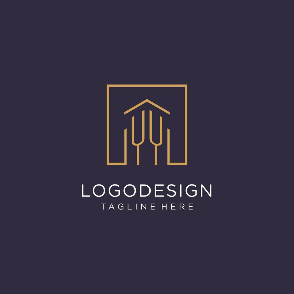 YY initial square logo design, modern and luxury real estate logo style vector