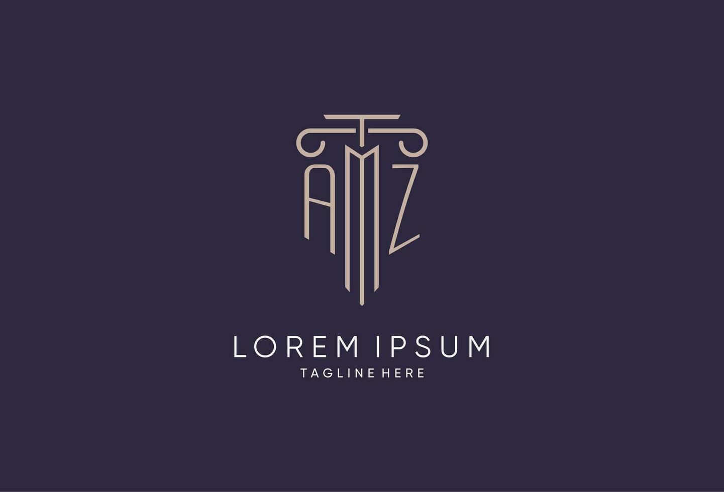 AZ logo initial pillar design with luxury modern style best design for legal firm vector