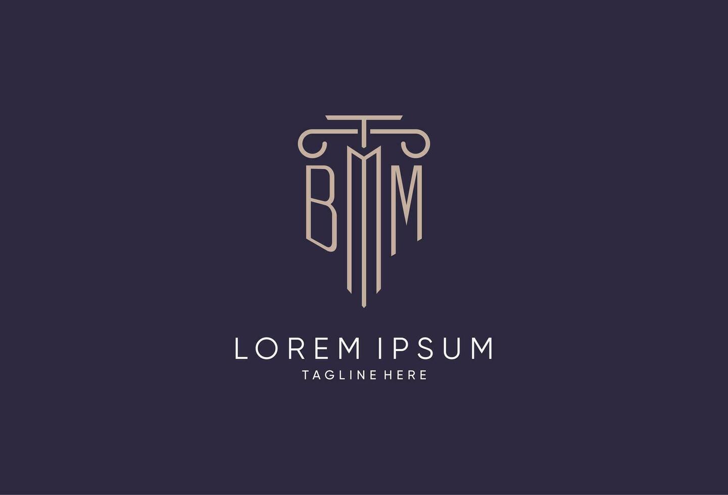 BM logo initial pillar design with luxury modern style best design for legal firm vector