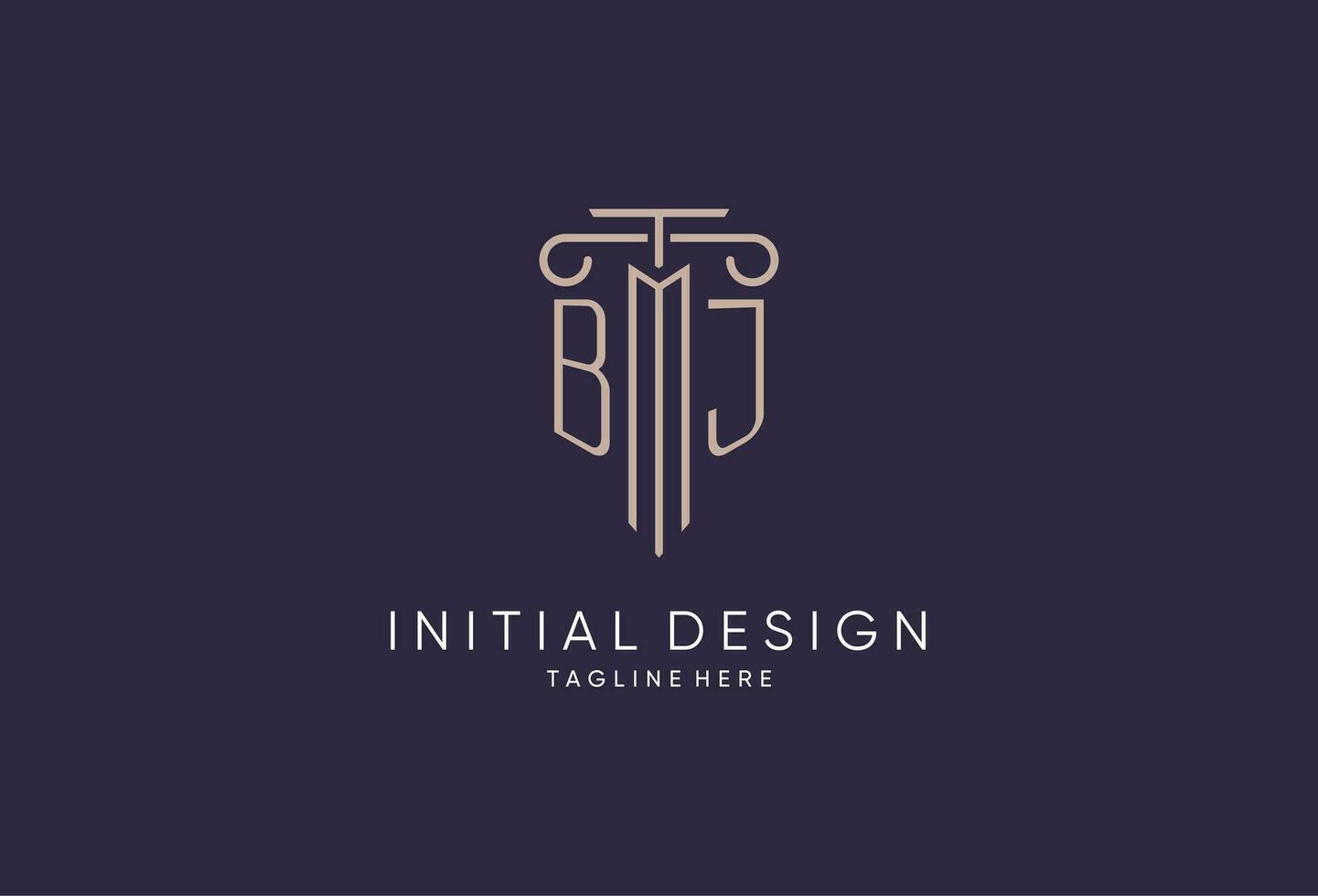 BJ logo initial pillar design with luxury modern style best design for legal firm vector