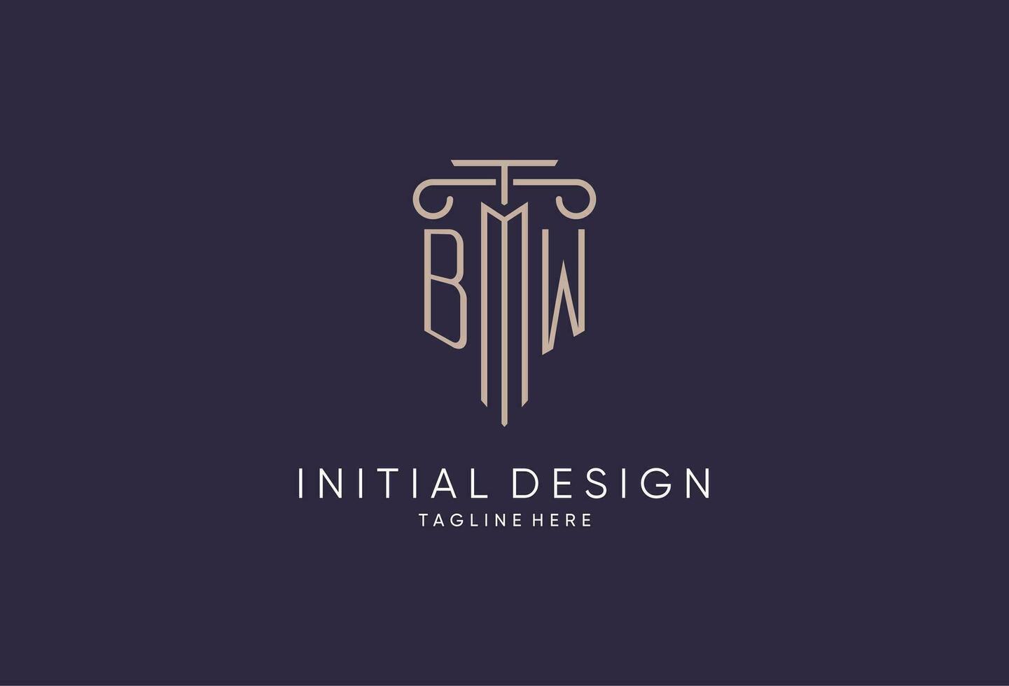 BW logo initial pillar design with luxury modern style best design for legal firm vector