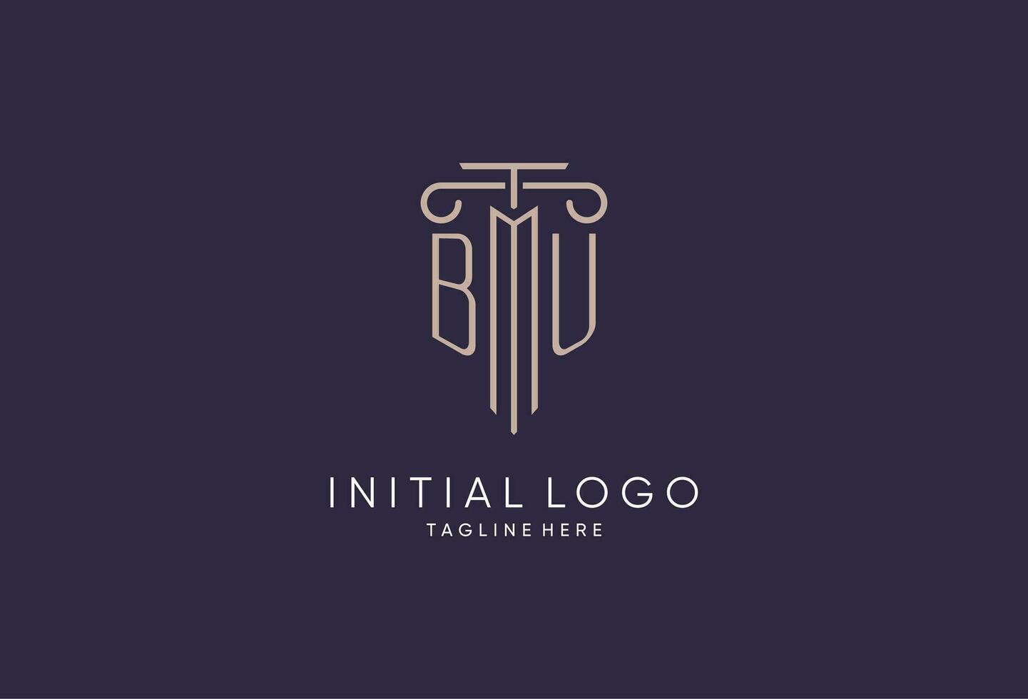 BU logo initial pillar design with luxury modern style best design for legal firm vector
