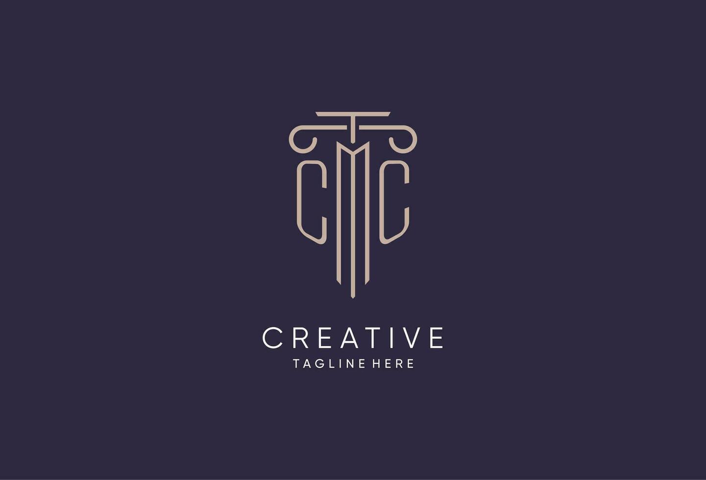 CC logo initial pillar design with luxury modern style best design for legal firm vector
