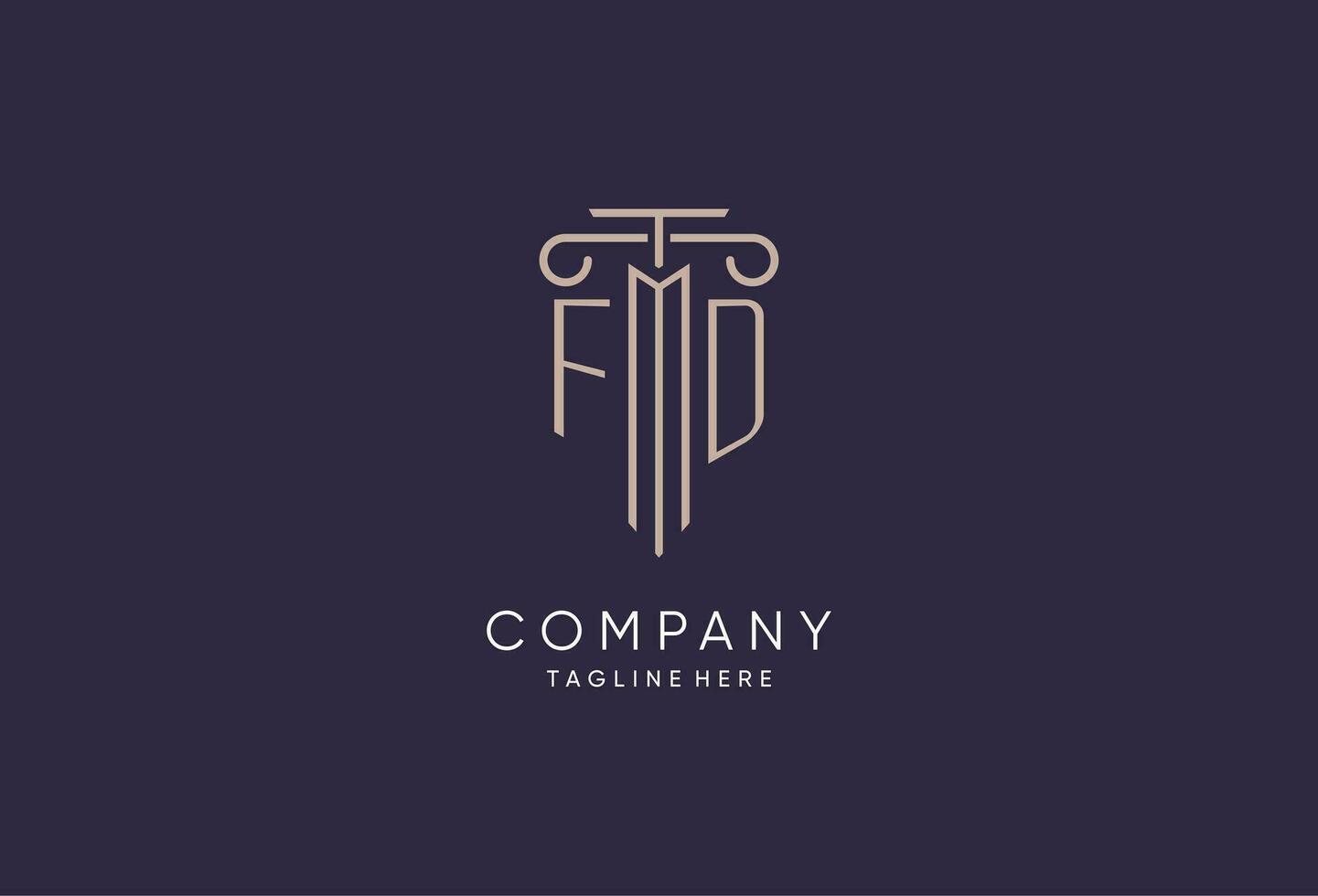 FD logo initial pillar design with luxury modern style best design for legal firm vector