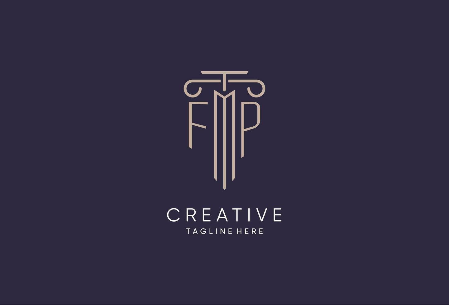 FP logo initial pillar design with luxury modern style best design for legal firm vector