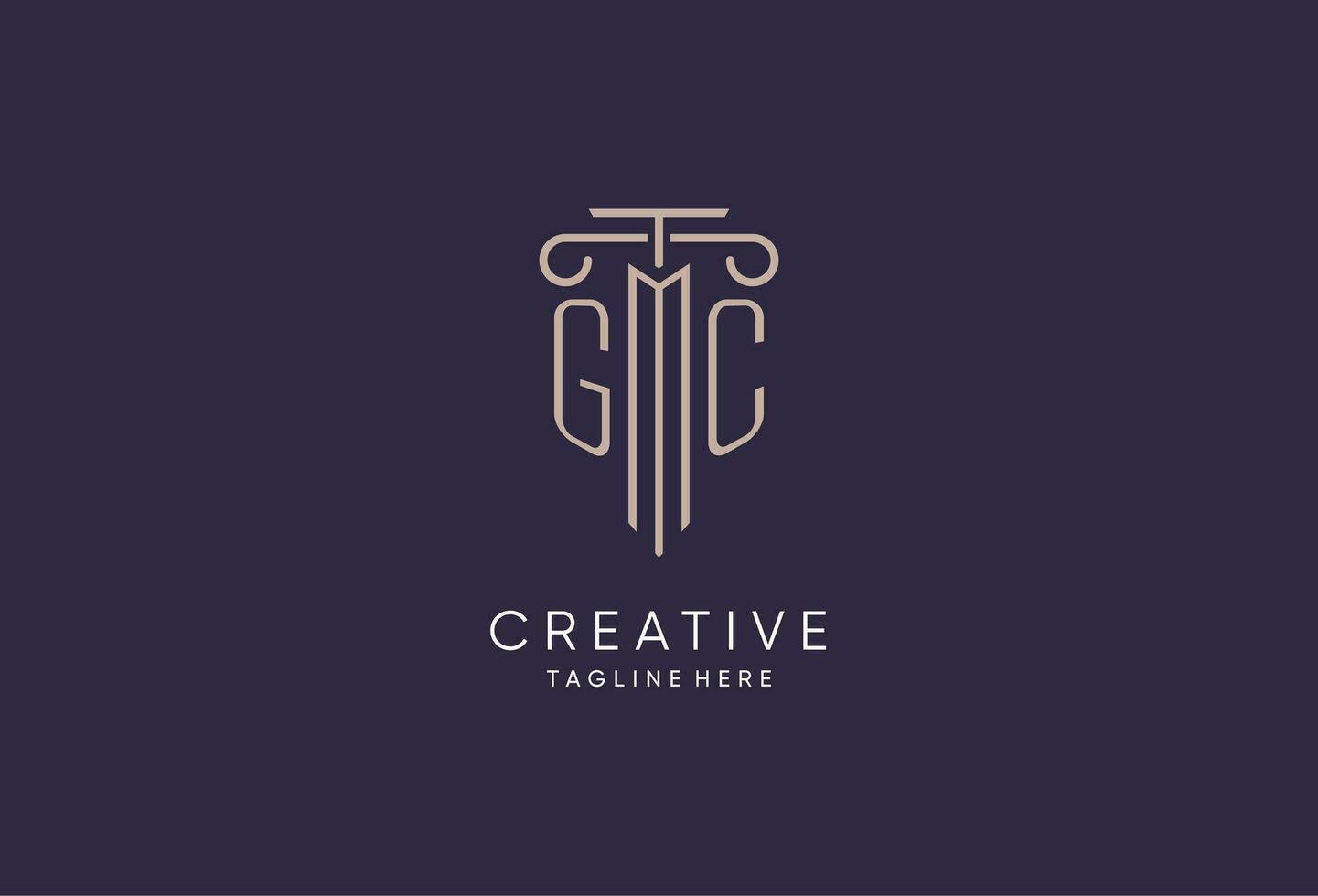 GC logo initial pillar design with luxury modern style best design for legal firm vector