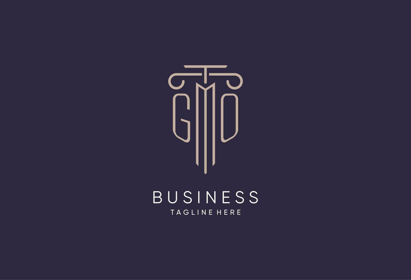 GO logo initial pillar design with luxury modern style best design for legal firm vector