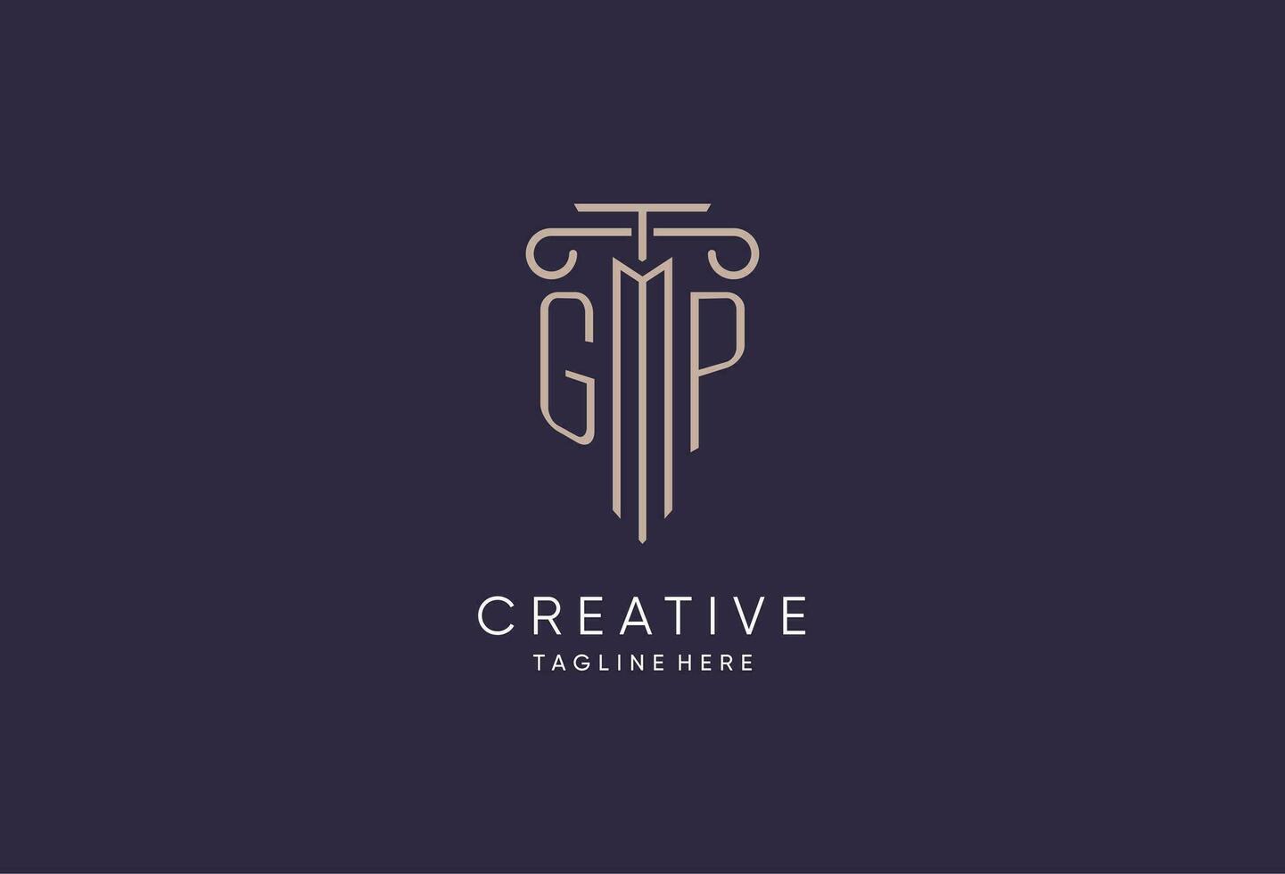 GP logo initial pillar design with luxury modern style best design for legal firm vector