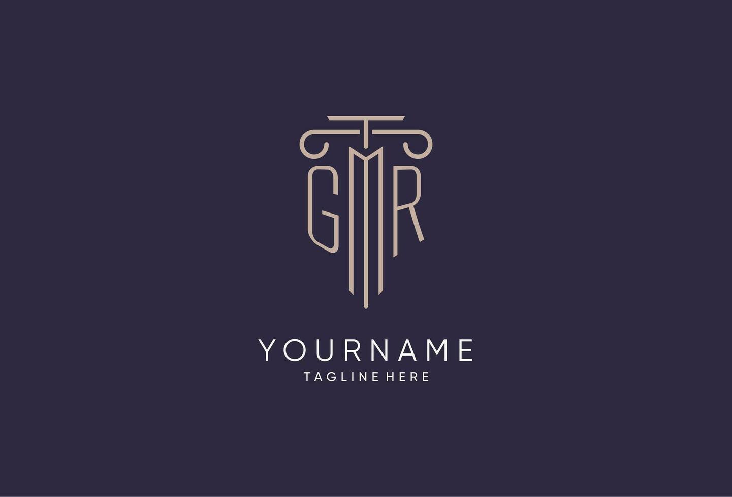 GR logo initial pillar design with luxury modern style best design for legal firm vector