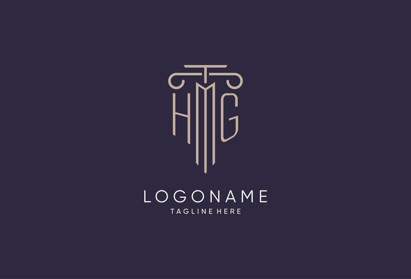 HG logo initial pillar design with luxury modern style best design for legal firm vector