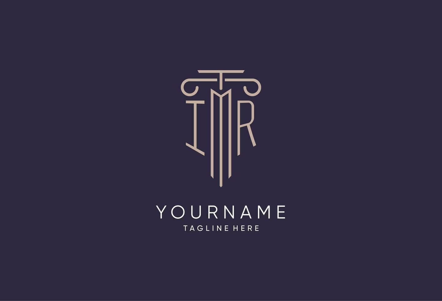 IR logo initial pillar design with luxury modern style best design for legal firm vector