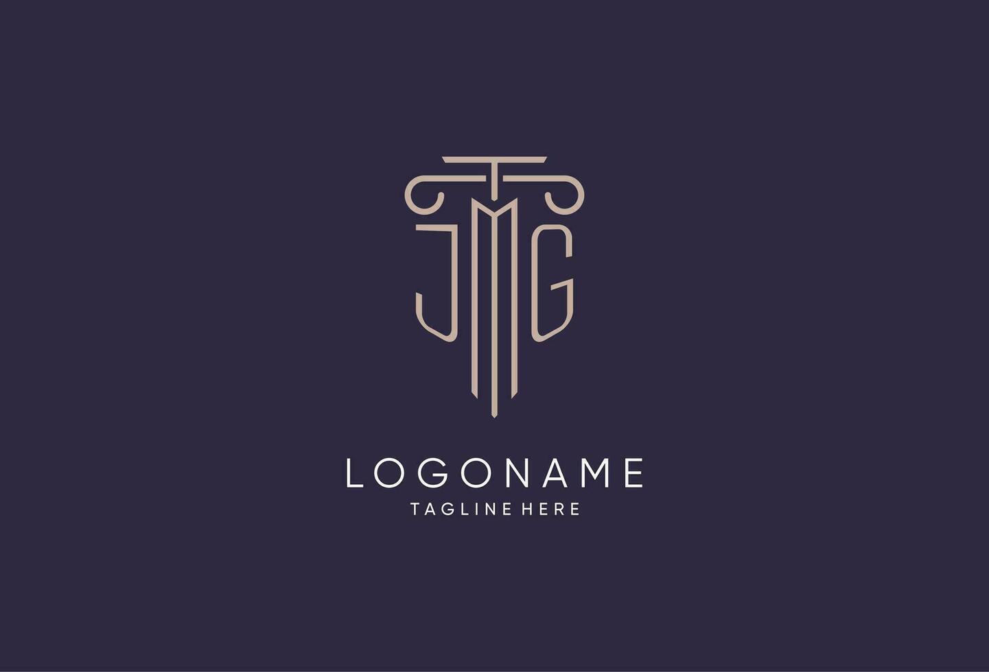 JG logo initial pillar design with luxury modern style best design for legal firm vector