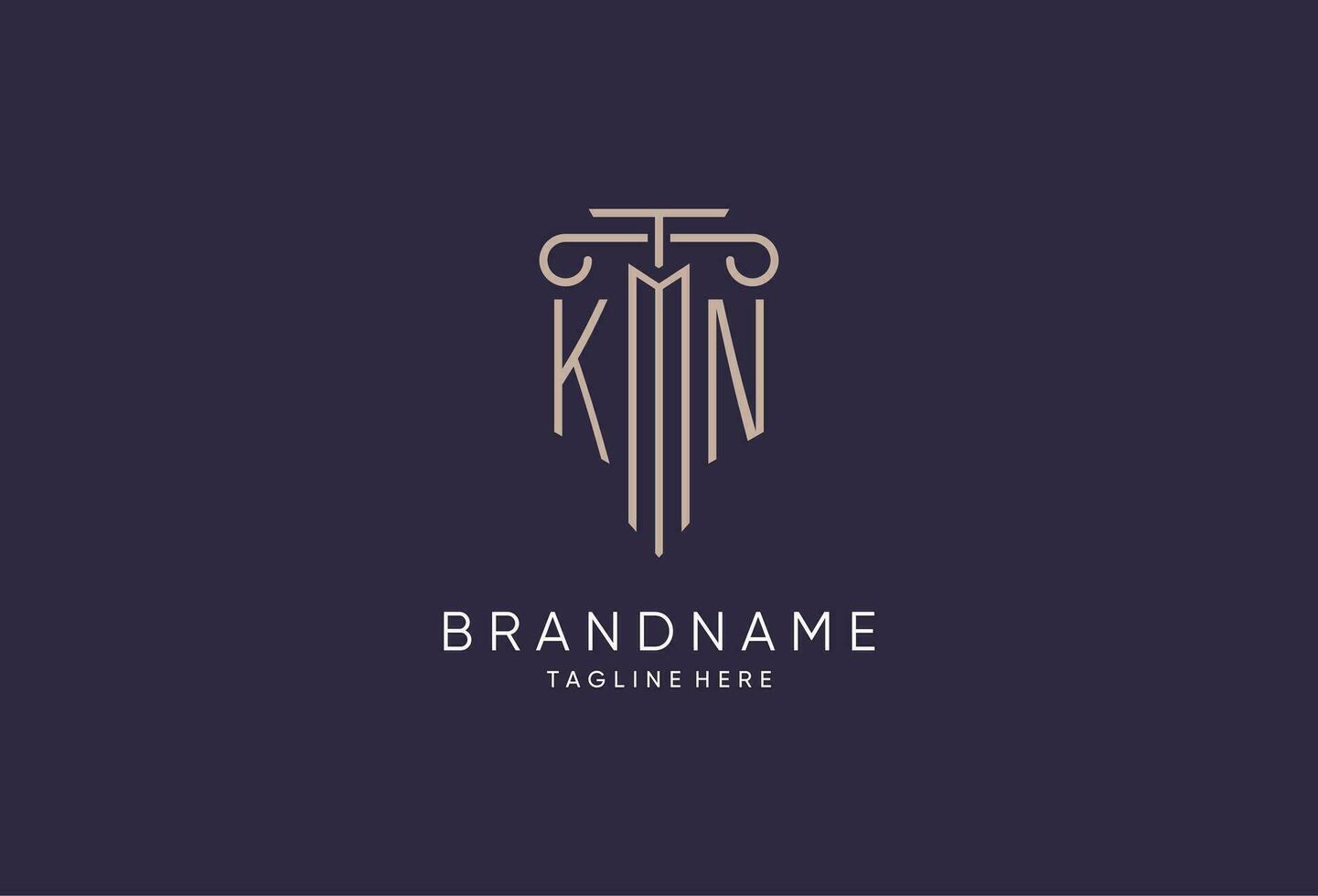KN logo initial pillar design with luxury modern style best design for legal firm vector