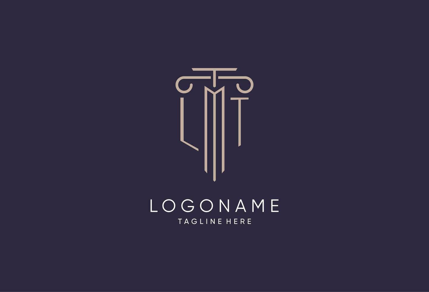 LT logo initial pillar design with luxury modern style best design for legal firm vector