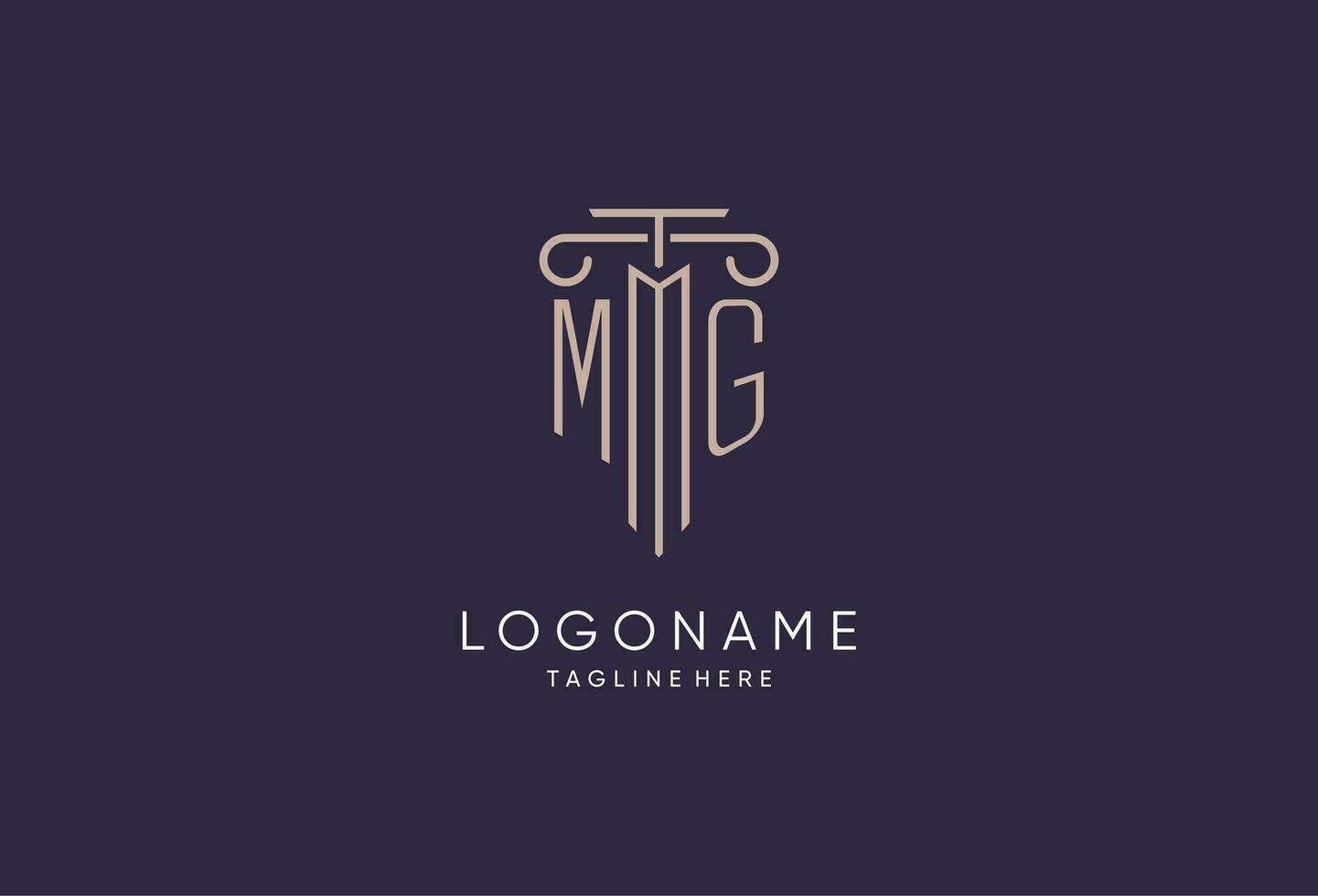 MG logo initial pillar design with luxury modern style best design for legal firm vector