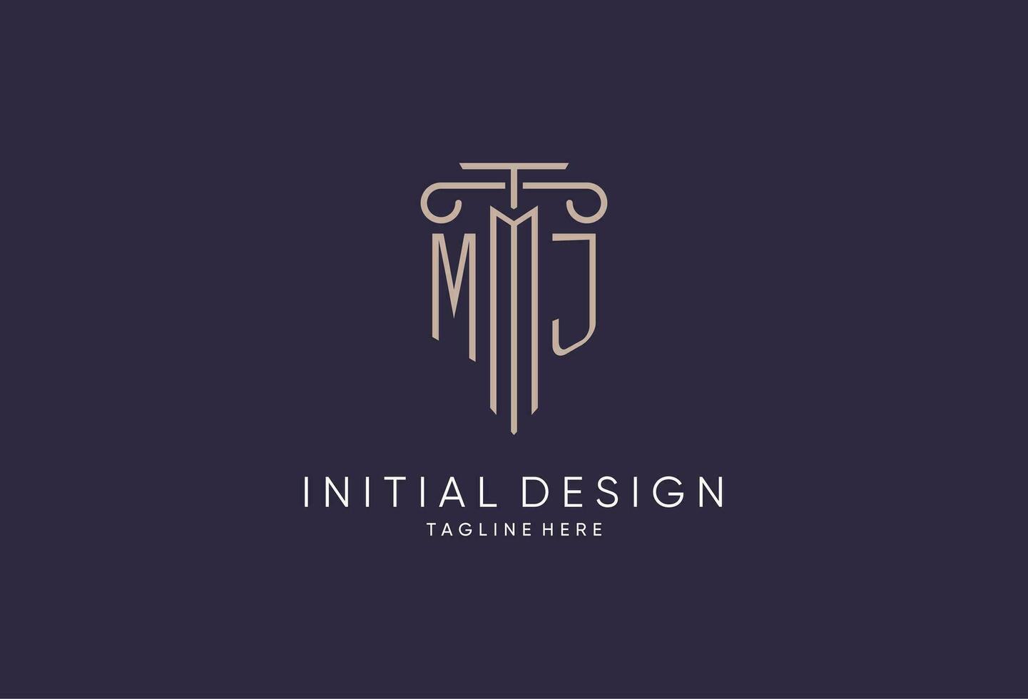 MJ logo initial pillar design with luxury modern style best design for legal firm vector