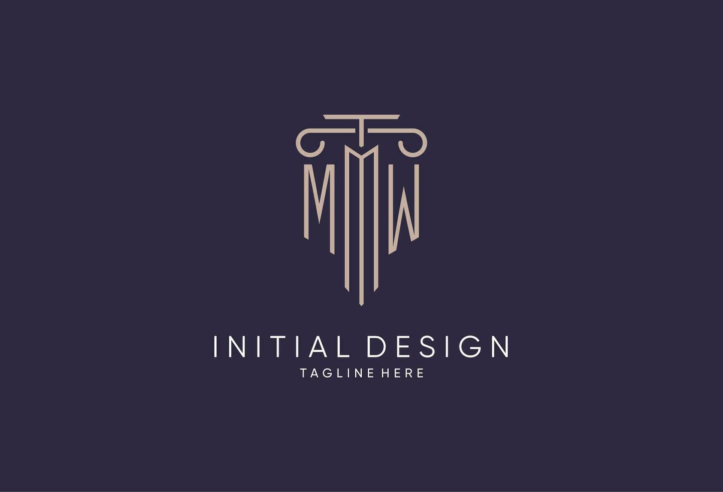 MW logo initial pillar design with luxury modern style best design for legal firm vector