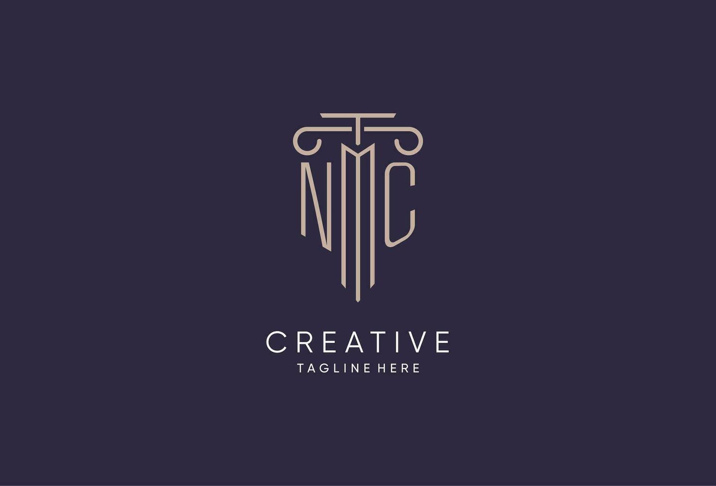 NC logo initial pillar design with luxury modern style best design for legal firm vector