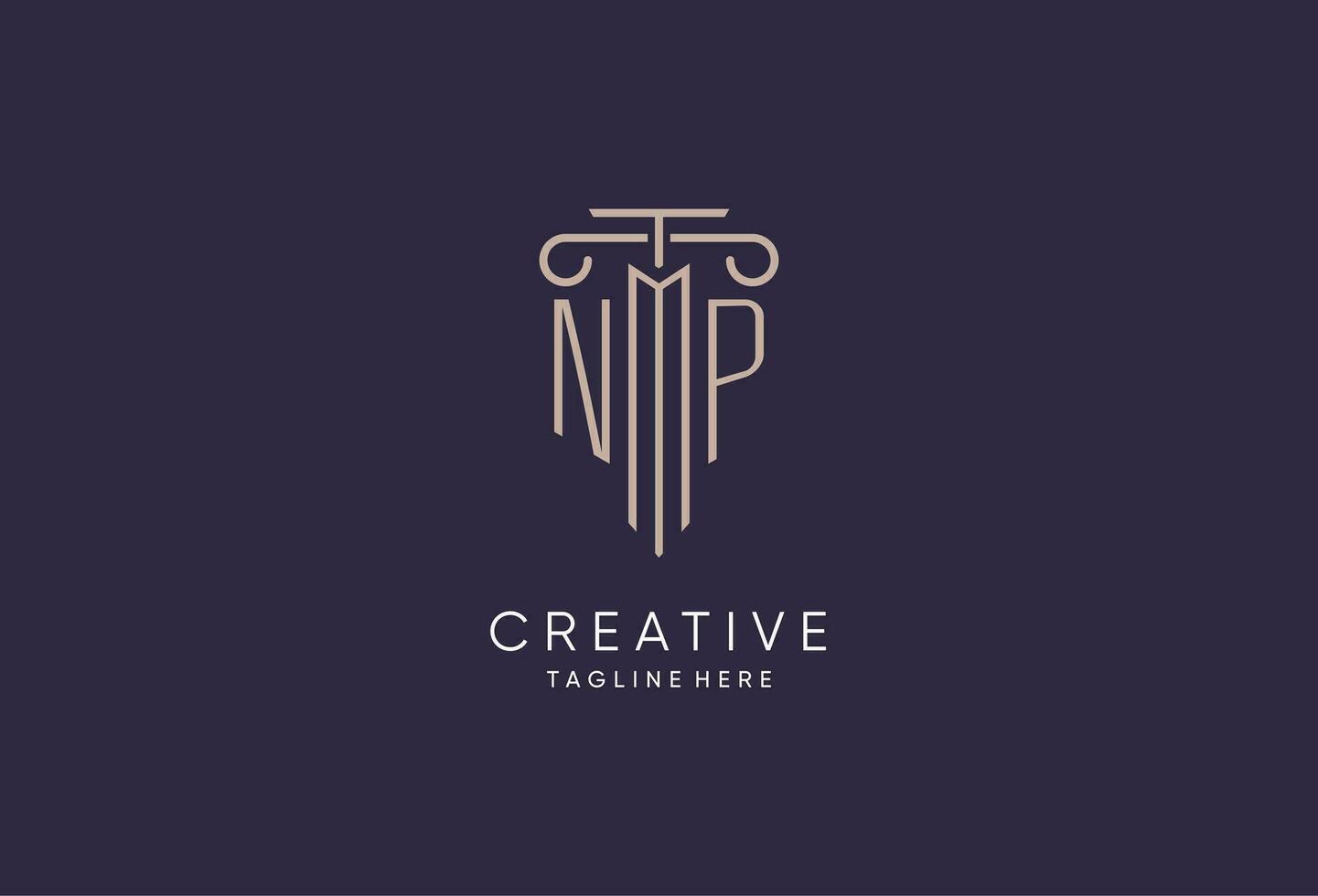 NP logo initial pillar design with luxury modern style best design for legal firm vector