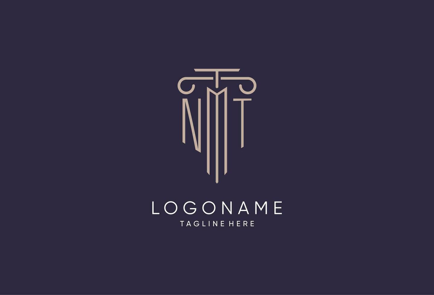 NT logo initial pillar design with luxury modern style best design for legal firm vector