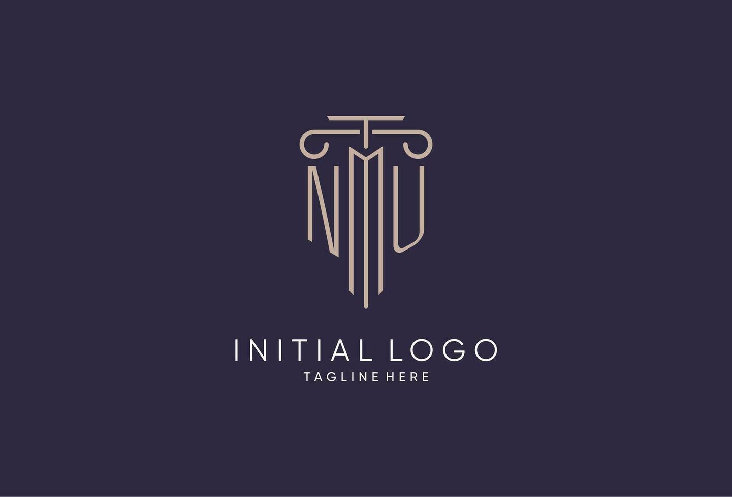 nu logo inicial pilar diseño con lujo moderno estilo mejor diseño para legal firma vector