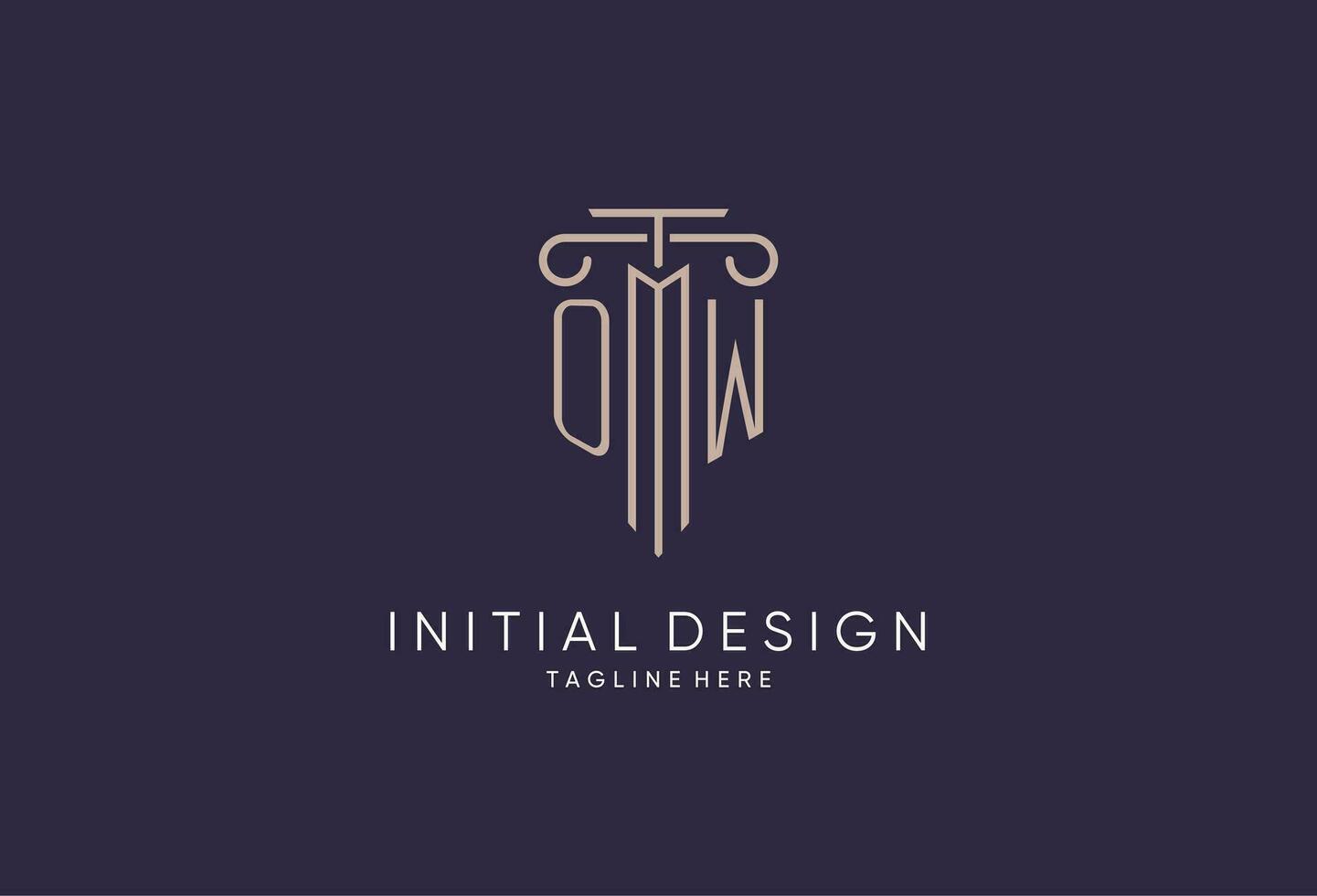 OW logo initial pillar design with luxury modern style best design for legal firm vector