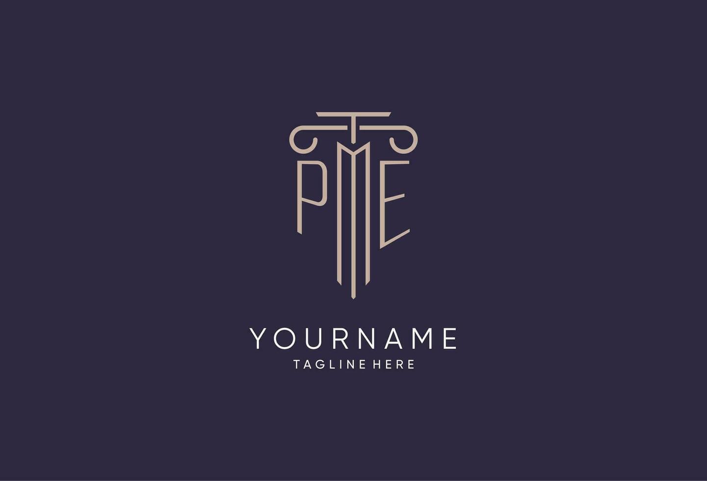 PE logo initial pillar design with luxury modern style best design for legal firm vector