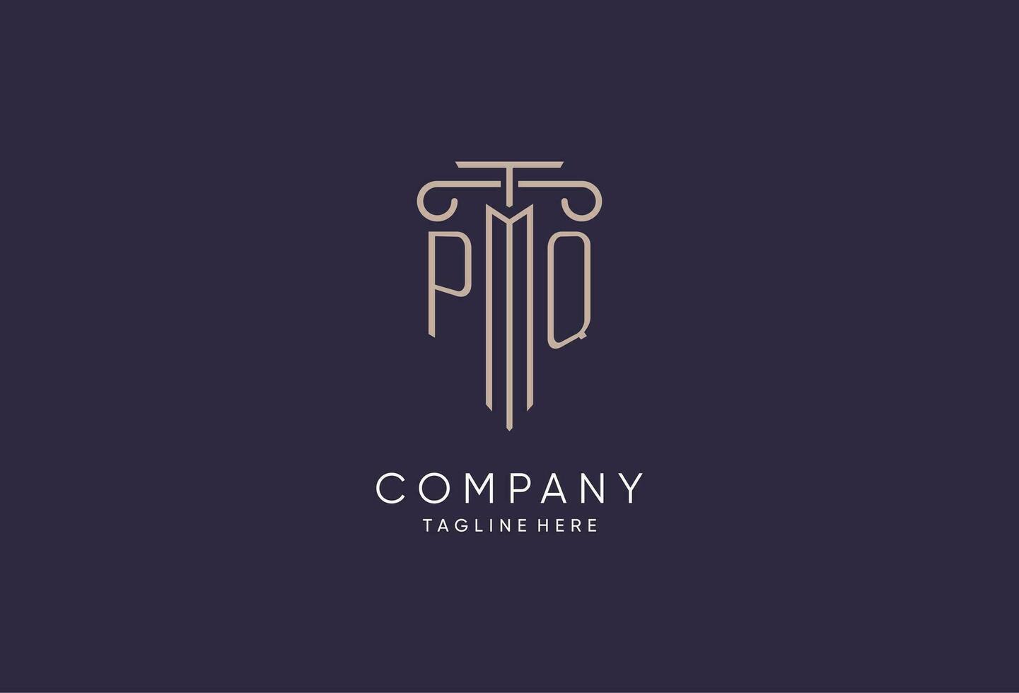 PQ logo initial pillar design with luxury modern style best design for legal firm vector