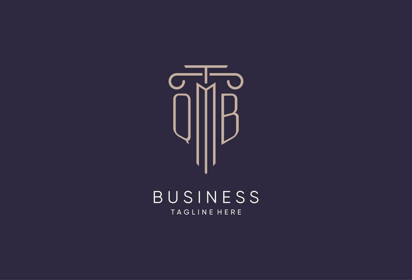 QB logo initial pillar design with luxury modern style best design for legal firm vector