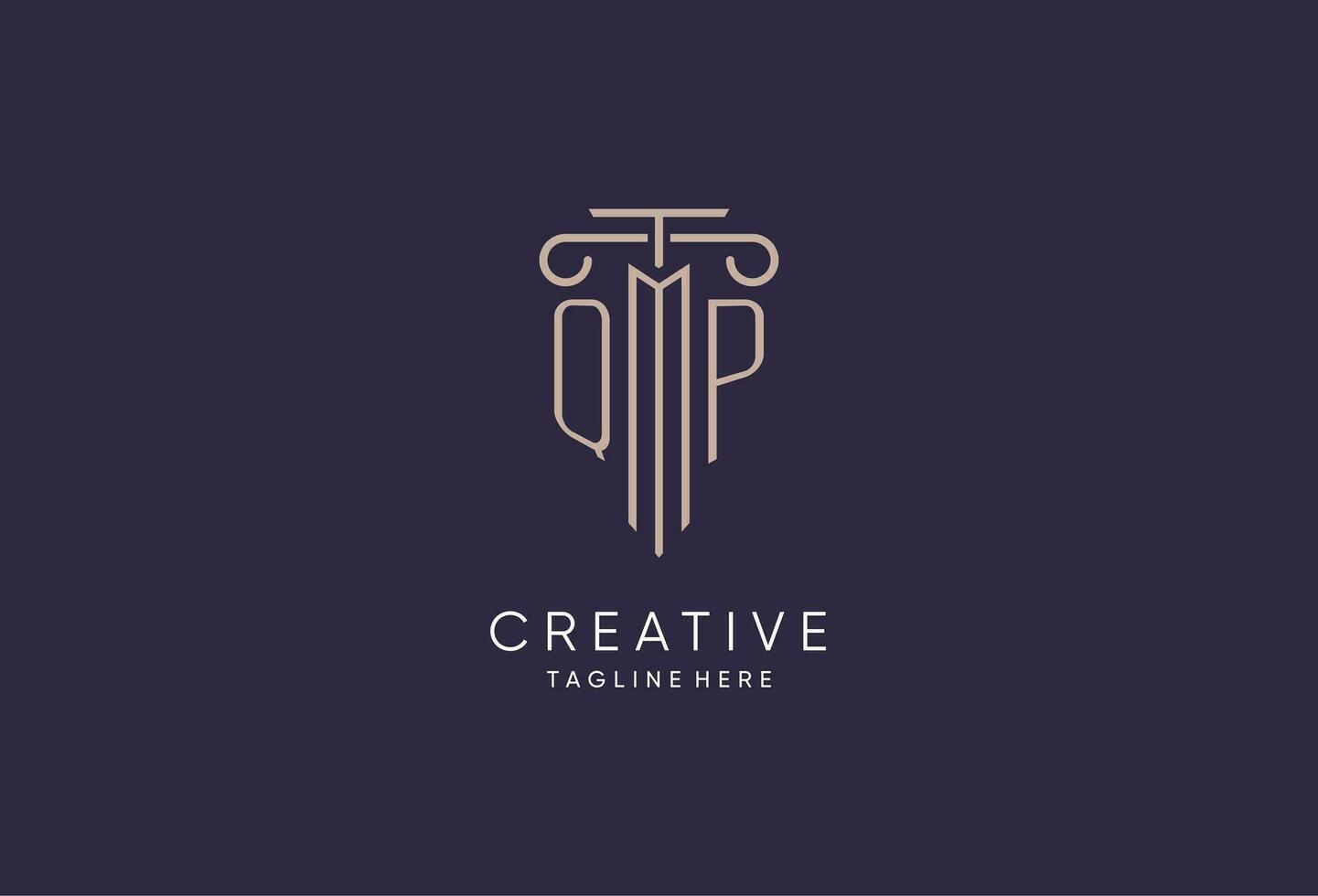 QP logo initial pillar design with luxury modern style best design for legal firm vector
