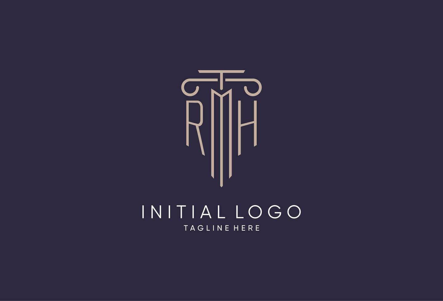 rh logo inicial pilar diseño con lujo moderno estilo mejor diseño para legal firma vector