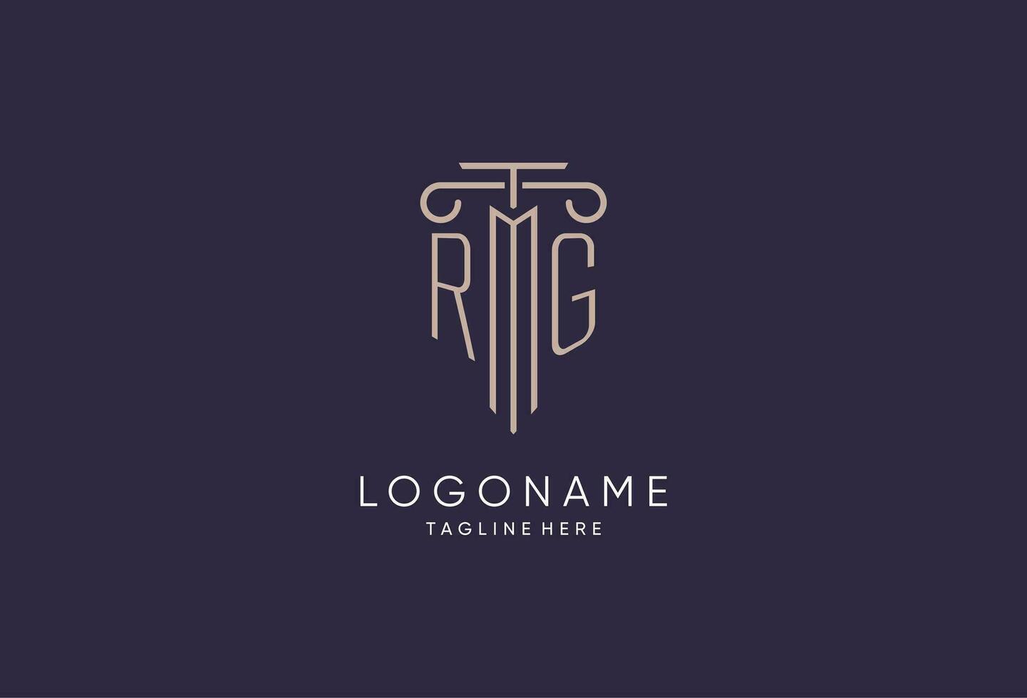 RG logo initial pillar design with luxury modern style best design for legal firm vector