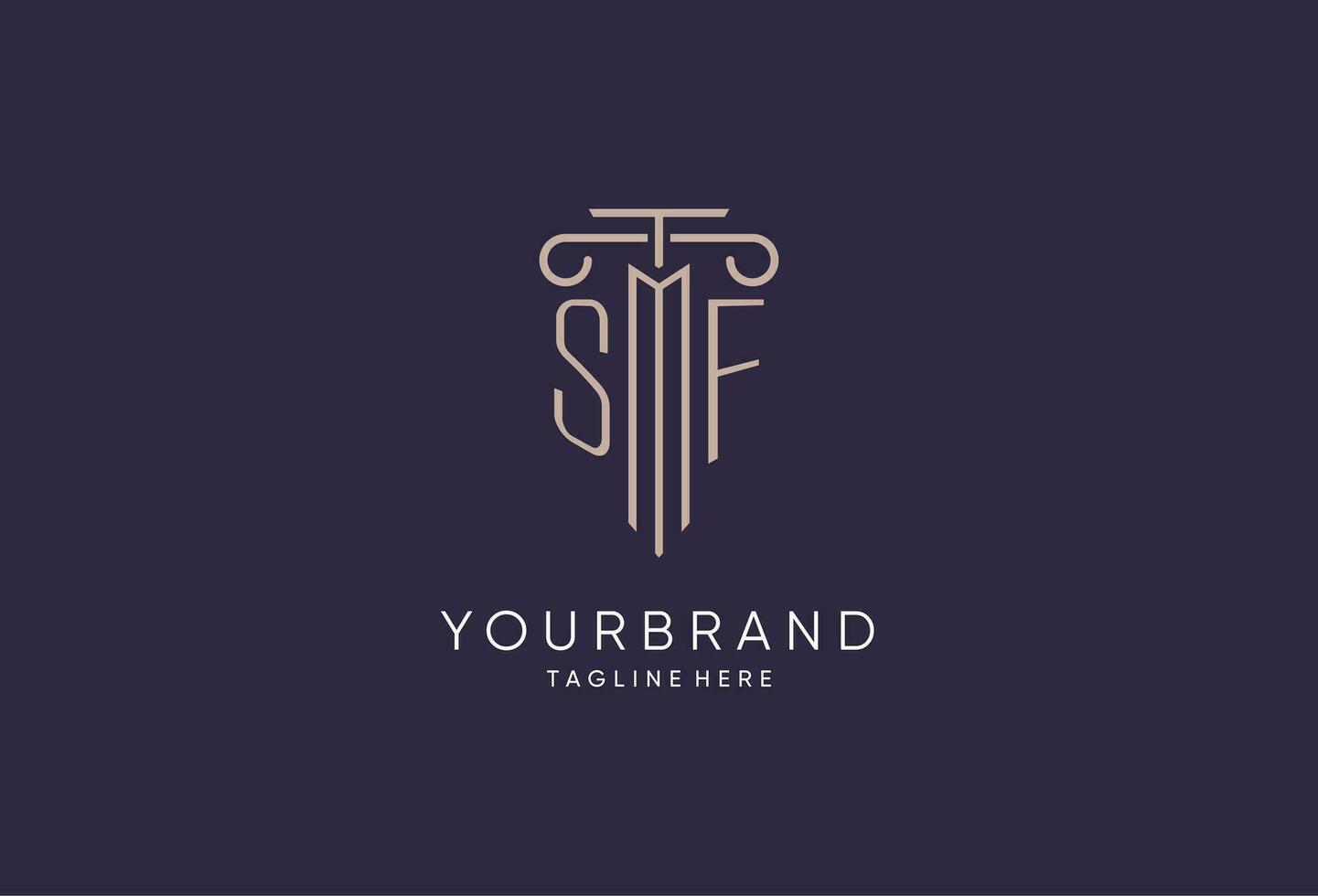 SF logo initial pillar design with luxury modern style best design for legal firm vector