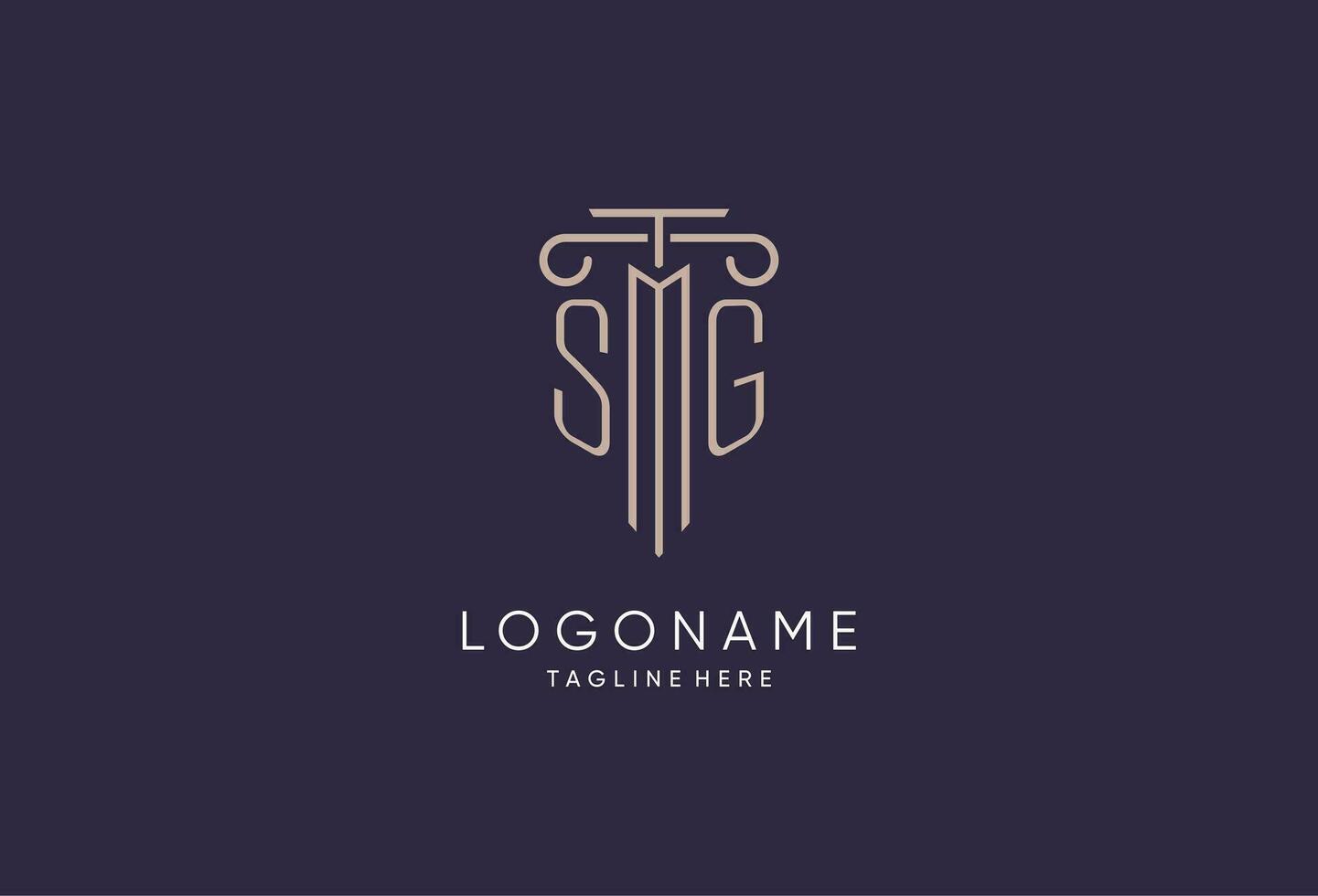 SG logo initial pillar design with luxury modern style best design for legal firm vector
