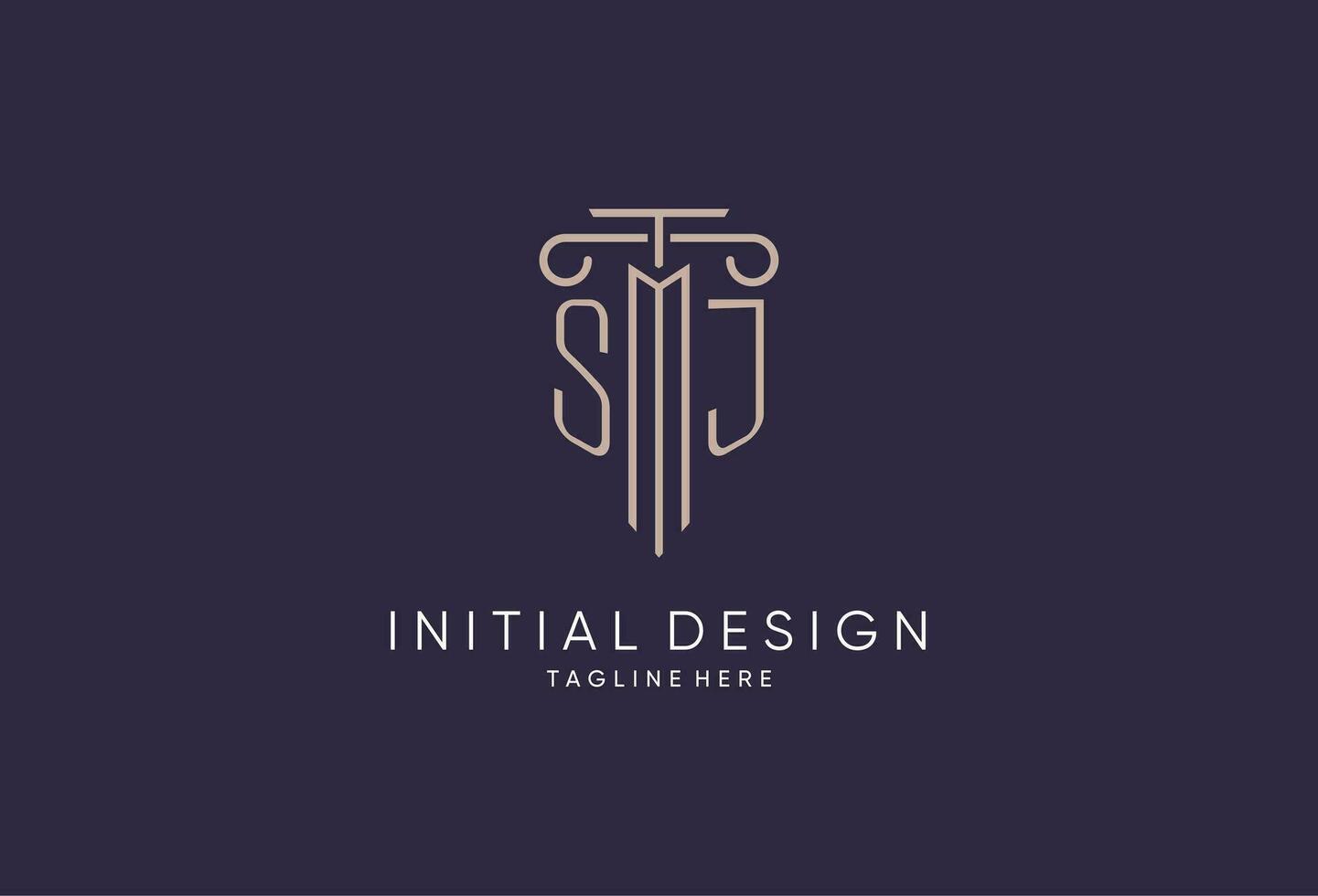 SJ logo initial pillar design with luxury modern style best design for legal firm vector