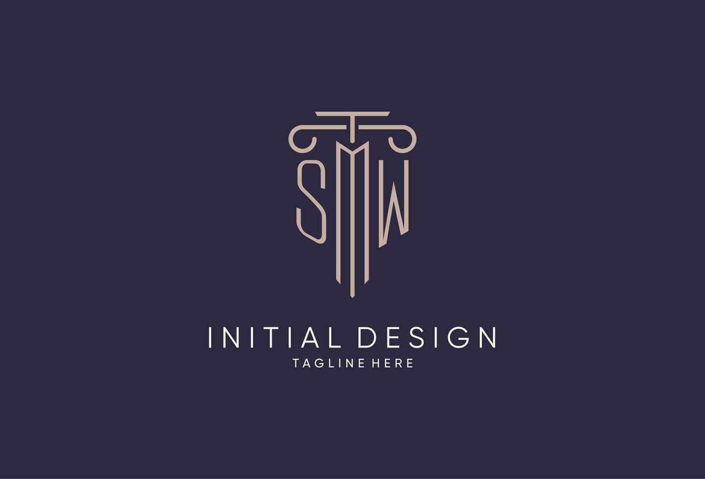 SW logo initial pillar design with luxury modern style best design for legal firm vector