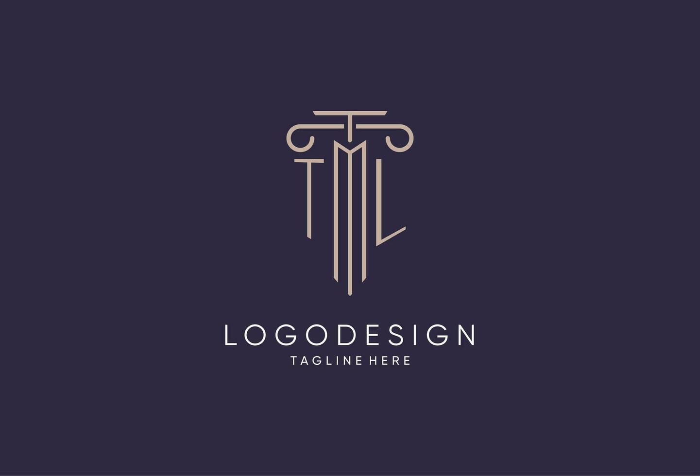 TL logo initial pillar design with luxury modern style best design for legal firm vector