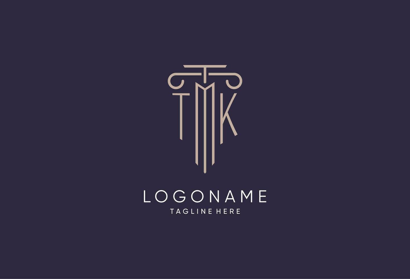 TK logo initial pillar design with luxury modern style best design for legal firm vector