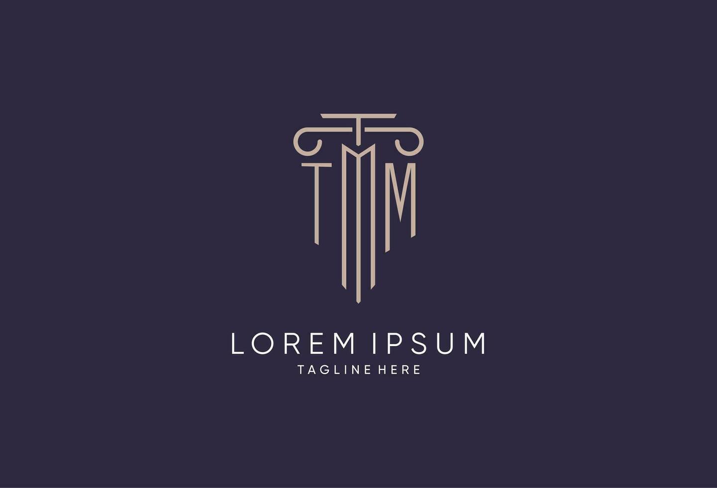 TM logo initial pillar design with luxury modern style best design for legal firm vector